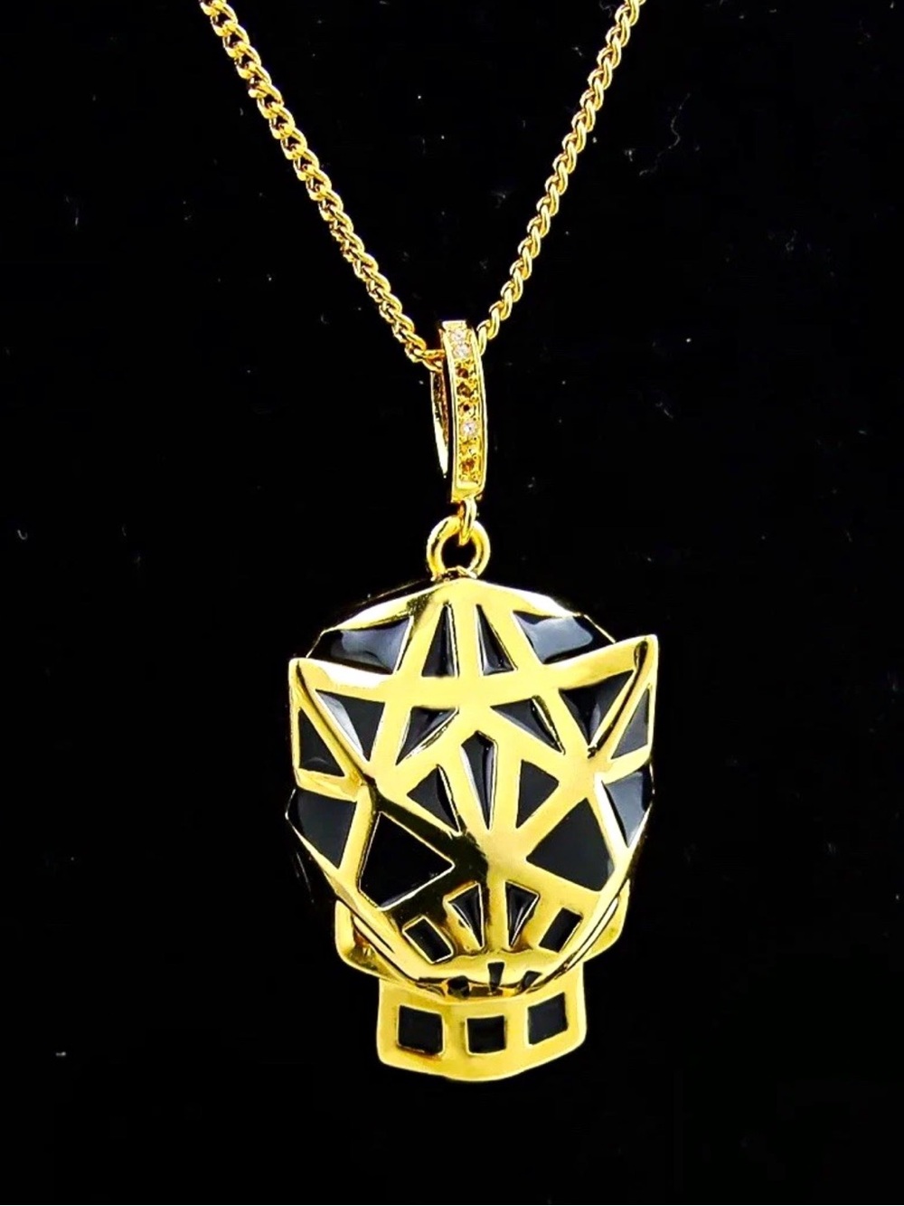 Gold and Black Geometric Boxing Glove Pendant Necklace - Women Jewelry